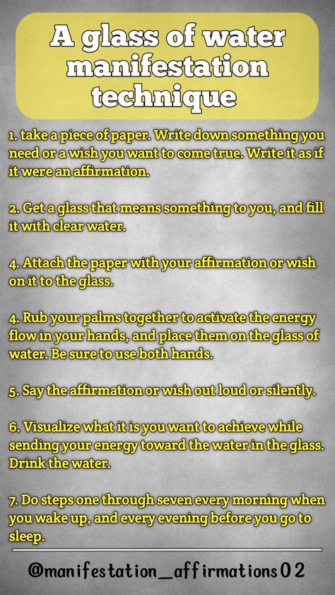 Glass of water manifestation technique, manifest, technique, law of attraction Water Charging Affirmations, Water Method Manifesting, Drink Water Affirmations, Manifesting With Water, Manifest With Water, Water Manifestation Technique, How To Trust Your Intuition, Subliminal Results Skin, Water Manifestation
