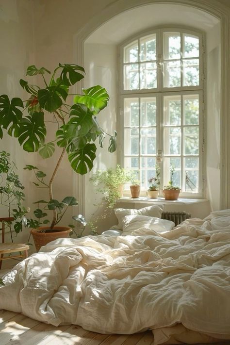 Adding green to your decor always makes your interior beautiful 🍃 Greenery Aesthetic, Japandi Bedroom Ideas, Indoor Plants Decor, Bedroom Plants Decor, Green Room Decor, Japandi Bedroom, Boho Cozy, Aesthetic Plants, Green Apartment