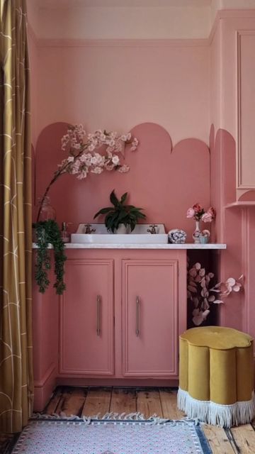 Mason Pink Edward Bulmer, Pink Painted Arch Accent Wall, Moroccan Pink Walls, Jaipur Pink Paint And Paper Library, Pink Mural Bathroom, House Kids Room, Victorian Renovation, Makeover Before And After, London House