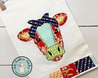 Wearing A Bandana, Cow Applique, Do Rag, Runner Pattern, Farm Quilt, Cow Head, Small Sewing Projects, Wool Applique, Applique Patterns