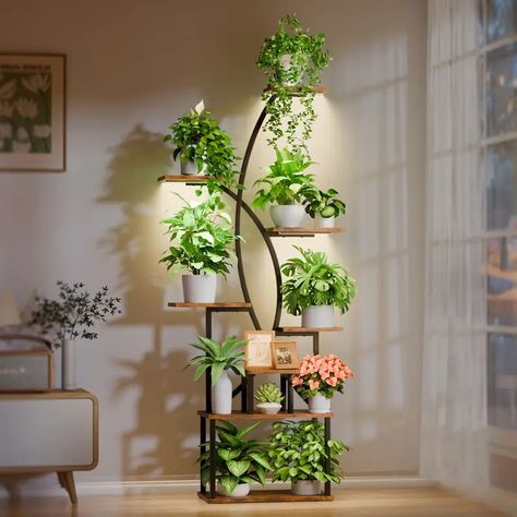 Temu | Wishlist Plant Stand With Grow Light, Indoor Plant Stand, Tall Plant, Tall Plant Stands, Support Plante, Plant Shelf, Metal Plant Stand, Plant Stand Indoor, Flower Holder