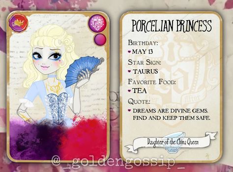 Wanted to share these Ever After High character cards I’ve had for a while. I am trying to be better about posting 😅 Card templates are by ladymandiga & hakureikai on Deviantart Tags 🏷️ #everafterhighoc #everafterhighocs #eah #everafterhigh #everafter #everafterhighdolls #fairytale #everafterhighfanart #everafterhighrebel #digitalart #characterdesign #oc Ever After High Oc, Trying To Be Better, Ever After High Rebels, Oc Template, Character Cards, Tea Quotes, Ever After High, Princess Birthday, Be Better