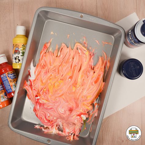 Painting a Fire with Shaving Cream - Pre-K Printable Fun Fire Art Activities For Preschool, Fire Safety Preschool Sensory Bin, Fire Prevention Sensory Bin, Fire Safety Stem Activities, Fire Safety Preschool Sensory, Drip Art Fire Preschool, Fire Safety Preschool Crafts, Shaving Cream Art, Fire Safety Theme