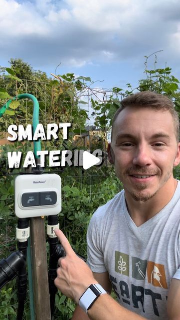 Gardening, Education & Homesteading on Instagram: "Watering my Garden with the Rain Point Smart Irrigation System 💦 ✅Deep and consistent watering is key for a successful garden, and having the right tools make it easier to understand how much and how often you need to water. 🗓️I have my system set to water my garden on a specific schedule and supply the perfect amount of water to keep my plants thriving. ⏱️I use a smart timer to control my two zone garden which is completely scheduled from my phone. 🚿 For the areas of the garden that don’t have drip irrigation I use a flow meter that tells me exactly how much water I’m using in real time. 🎯This allows me to target my watering and provide want my plants need to keep them growing strong. 🤔Have any questions about the system? Let me kno Watering Station For Garden, Water Systems For Gardens, Plant Irrigation Self Watering, Auto Watering System Diy, Garden Water System, Watering Systems For Gardens, Pvc Watering System For Garden, Automatic Watering System For Plants, Rain Barrel Drip Irrigation System