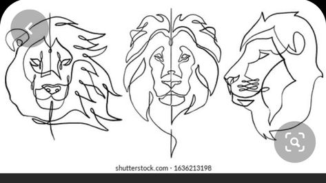 Lion Line Drawing, Couples Lion Tattoo, Lion Line Art, Lioness Tattoo Design, Small Lion Tattoo, Lion Art Tattoo, Animal Line Drawings, Tatuagem Masculina Pequena, Abstract Lion