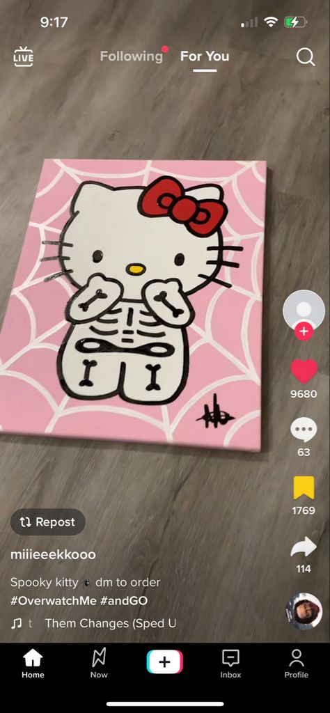 The Life I Want, Hello Kitty Painting, Kitty Painting, Life I Want, Trippy Painting, Canvas Drawing, Hippie Painting, Kitty Drawing, Simple Canvas Paintings