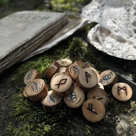 Outdoors Divination: Illustrated Wooden Rune Set for Volva witch Viking Vibes Aesthetic, Norse Runes Aesthetic, Norse Paganism Aesthetic, Asatru Aesthetic, Norse Pagan Aesthetic, Nordic Viking Aesthetic, Hearth Aesthetic, Volva Norse Witch, Volva Witch