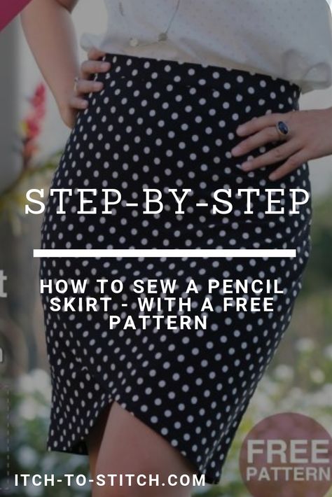 Sewing Pencil Skirt, How To Sew A Pencil Skirt, Pencil Skirt Pattern Free, Sew Pencil Skirt, Skirt Patterns Sewing Free, Pencil Skirt Sewing Pattern, Making Skirt, Free Skirt Pattern, Sewing Designs