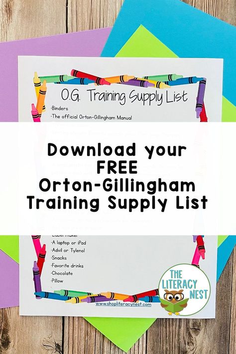 Free Orton-Gillingham Training Supply List. Enter your email to download the FREE supply list. Use it or pass it along to a friend! Orton Gillingham Activities Free, Orton Gillingham Organization, Orton Gillingham Activities, Multisensory Phonics, Multisensory Teaching, Orton Gillingham Lessons, List To Make, Teacher Preparation, Phonemic Awareness Activities