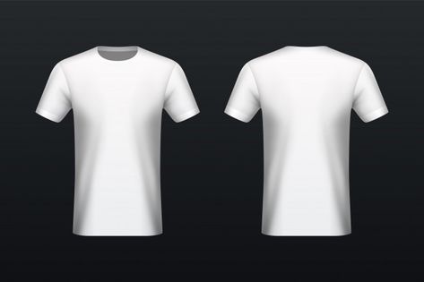 Front and back white t-shirt mockup Prem... | Premium Vector #Freepik #vector #background #mockup #template #fashion White Tshirt Template, Tshirt Mockup Free, Mockup Camisa, Dark Room Photography, T Shirt Template, Plain White Shirt, Plain White T Shirt, Free T Shirt Design, Tshirt Template