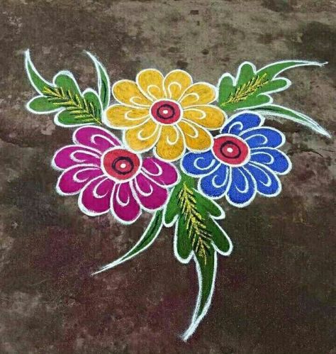 Easiest Rangoli Designs, Rangoli Flower Design, Rangoli Designs Ideas, Rangoli Designs New, Flowers Rangoli, Sankranthi Muggulu, Easy Rangoli Designs Videos, Very Easy Rangoli Designs, Rangoli Designs Photos