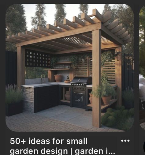 Small Outdoor Bbq Kitchen, Outdoor Kitchen Bbq Area, Small Barbeque Area Ideas Outdoor, Outside Barbecue Area Ideas, Pergola Bbq Area, Covered Bbq Area Ideas Outdoor, Garden Bbq Area, Bbq Area Ideas, Outdoor Barbeque Area