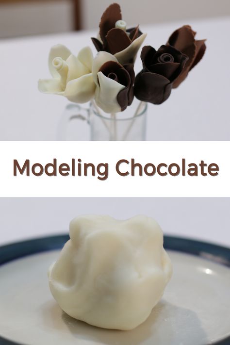 Chocolate Modeling Clay Recipe, Modeling Chocolate Recipe, Chocolate Bowls With Balloons, Modeling Chocolate Recipes, Modeling Clay Recipe, Chocolate Garnishes, Fondant Recipe, Chocolate Crafts, Modelling Chocolate