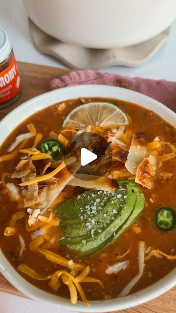 Carissa Stanton on Instagram: "The best Chicken Tortilla Soup on the internet (declared by me) 🏆 

Ingredients:
2 tbsp olive or avocado oil
1-1 1/2 lbs organic chicken breasts
2 10 oz cans tomatoes with roasted green chiles
1 15 oz can black beans
1 4 oz can diced green chiles
2 bell peppers, diced
1 small jalapeno, diced (optional)
1 small red onion, finely diced (yellow onion works too)
2 zucchinis, chopped
4 cups chicken broth
1 tsp salt
2 tablespoons @harmonyblends Southwest Blend
1/2 cup coconut milk or half and half
2 small limes. juiced
1 cup tortilla chips, crushed

TOPPINGS:
Greek yogurt or sour cream
Shredded Mexican Cheese
Tortilla chips (a must)
Avocado
Cilantro
Jalapeno
Hot sauce

Instructions:
Heat a large soup pot over medium heat. Once hot, add the chicken and sear for 2 m The Best Chicken Tortilla Soup, Best Chicken Tortilla Soup, Can Black Beans, White Chili, Green Chiles, Drying Dill, Soup And Stew, Chicken Tortilla Soup, Low Sodium Chicken Broth