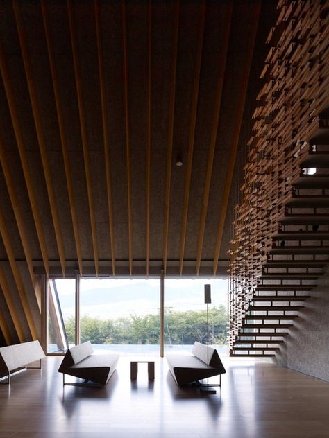 Kengo Kuma, Interior Stairs, Space Architecture, Staircase Design, Wood Slats, Stairs Design, Floor Design, Contemporary Architecture, Amazing Architecture