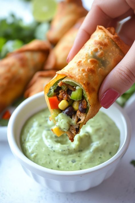 Southwestern Egg Rolls - Insanely Good Egg Roll Dipping Sauce, Southwest Eggrolls, Southwest Egg Rolls, Southwestern Egg Rolls, Egg Roll Filling, Ranch Dipping Sauce, Avocado Fries, Buttermilk Chicken, Egg Roll Recipes