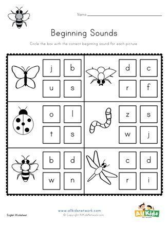 Bug Beginning Sounds Worksheet | All Kids Network Beginning Sound Worksheets, Beginning Sounds Kindergarten, Initial Sounds Worksheets, Animal Kindergarten, Sounds Worksheet, Character Trait Worksheets, Bug Activities, Bugs Preschool, Kindergarten Addition Worksheets