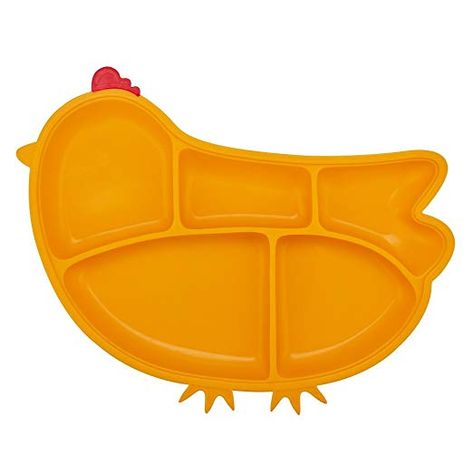 Amazon.com : Innobaby Din Din Smart Silicone Suction Chicken Plate for Children, Blue : Baby Korea Południowa, Make Lunch, Silicone Plate, Toddler Plates, Chicken Plating, Divided Plate, Baby Gift Guide, Divided Plates, Diaper Bag Accessories