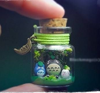 #totoro Crea Fimo, Bottle Charms, Ghibli Art, My Neighbor Totoro, Mini Bottles, Hayao Miyazaki, Clay Charms, Miyazaki, Snow Globe