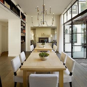 Two Dining Tables Pushed Together Design Ideas French Oak Flooring, Classic Dining Room, Custom Chair, Home Libraries, Luxe Interiors, Cozy Farmhouse, Oak Table, Farmhouse Style House, San Francisco Bay