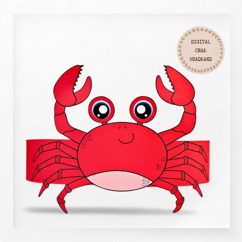 Diy Crab, Paper Headband, Animal Themes, Hat For Kids, Paper Crown, Party Mask, Paper Crowns, Party Headband, Glue Tape