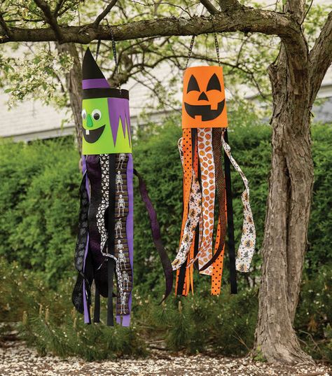 How To Make Halloween Windsock Online | JOANN Halloween Windsock, Windsock Craft, Halloween Craft Kits, Halloween Arts, Halloween Craft Projects, Halloween Sewing, Signs Decor, Halloween Arts And Crafts, Make Halloween