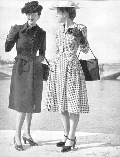 The 40s Fashion, 1940s Outfits, Vestidos Retro, Fashion 1940s, Look Retro, Wardrobe Planning, 40s Fashion, Retro Mode, 1940s Dresses