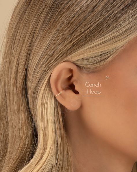 Conch Piercing Hoop, Conch Hoop, Earring Cartilage, Conch Earring, Earrings Rose Gold, Conch Piercing, Ear Piercing, Cartilage Earrings, Dainty Earrings