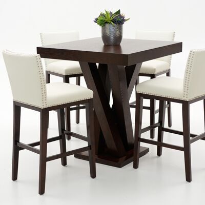 Create a cozy breakfast nook with this sweet high table and chairs set from Weir's Furniture! | Weir's Furniture | Breakfast Nook | High Table | Bar Stools | Chic Kitchens | New Furniture Counter Height Bar Table, High Table And Chairs, Dinning Room Bar, Breakfast Bar Chairs, Breakfast Nook Table, Kitchen Revamp, Breakfast Table Setting, Nook Table, Kitchen Bar Table