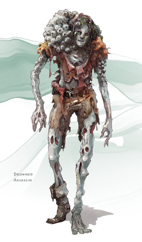 Monsters for Dungeons & Dragons (D&D) Fifth Edition (5e) - D&D Beyond Sea Zombie, Arte Zombie, Zombie Monster, Zombie Art, D D Monsters, Dnd Monsters, Monster Concept Art, Fantasy Monster, Monster Design