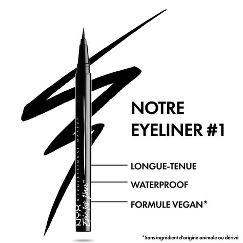 NYX PROFESSIONAL MAKEUP Epic Ink Liner, Waterproof Liquid Eyeliner - Black, Vegan Formula Waterproof Matte Liquid Eyeliner: Get the perfect long lasting cat eye look with NYX Professional Makeup Epic Ink eyeliner, with a matte black finish Epic Ink Liner, Retractable Eyeliner, Cat Eye Eyeliner, Inexpensive Makeup, Felt Tip Eyeliner, Bold Eyeliner, Smudge Proof Eyeliner, Kohl Eyeliner, Long Lasting Eyeliner