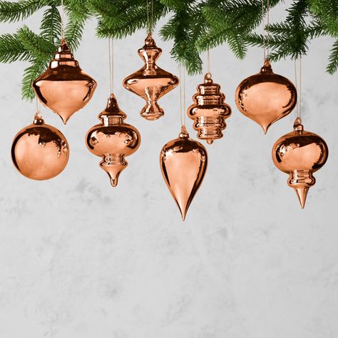 Vintage Mercury Glass Ornaments, Vintage Glass Ornaments, Copper Ornaments, Pumpkin Ornaments, Halloween Menu, Copper Christmas, Mercury Glass Christmas Ornaments, Table Setting Inspiration, Holiday Tree Decorations