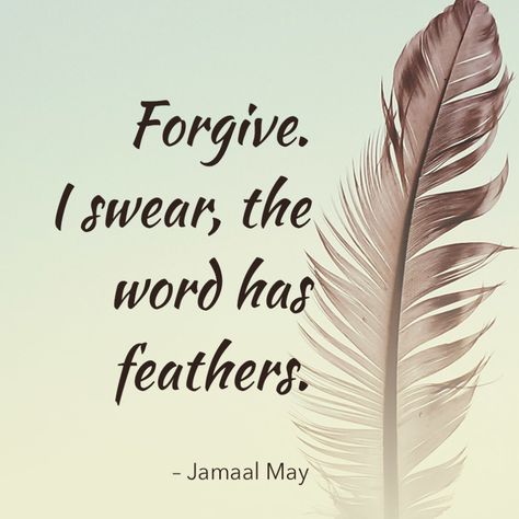 Forgive. / I swear, / the word has feathers.  Jamaal May Feather Quotes Short, Feather Quotes, Ann Patchett, May Quotes, Origami Christmas Tree, Happiness In Life, Forgiveness Quotes, Bujo Ideas, Quotes Short