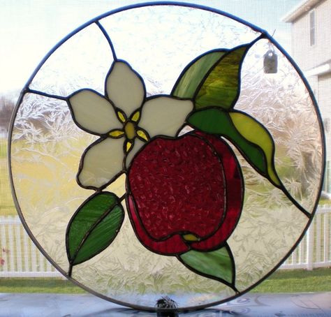 Apple Blossom, by Janelle. As You Wish. Rose Stained Glass Pattern, Leaded Glass Door, Stained Glass Rose, Glass Suncatchers, Stained Glass Door, Stained Glass Pattern, Glass Jewelry Box, Art Of Glass, Stained Glass Suncatchers