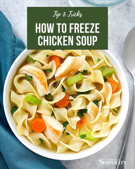 Learn how to freeze and reheat chicken noodle soup at home with our easy step-by-step guide. These simple tips keep your favorite soup recipe fresh and delicious for longer. Perfect for busy weeknights or meal prep! Freeze Chicken, Freezing Chicken, Reheat Chicken, Weekend Dinner, Savory Soups, Frozen Chicken, Best Dinner Recipes, Chicken Noodle Soup, Easy Weeknight Dinners