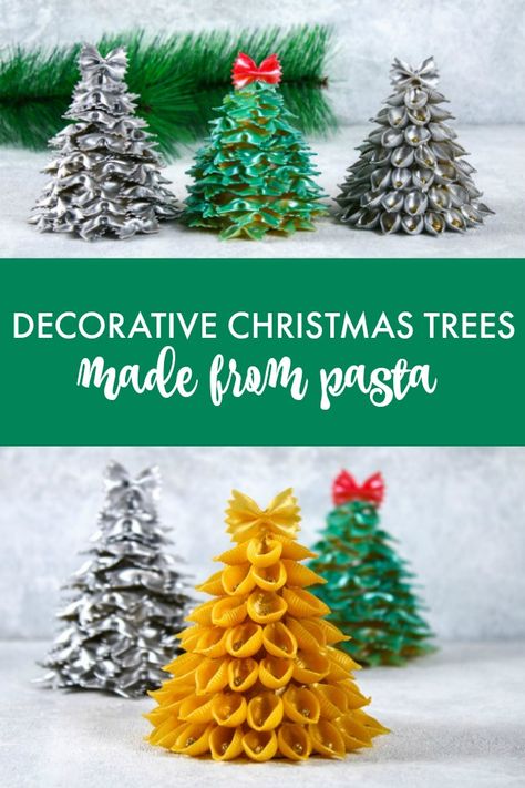 Christmas Ideas For Teens, Pasta Christmas Tree, Macaroni Crafts, Pasta Crafts, Christmas Tree Craft, Teen Library, Christmas Craft Projects, Tree Craft, Fun Christmas Crafts