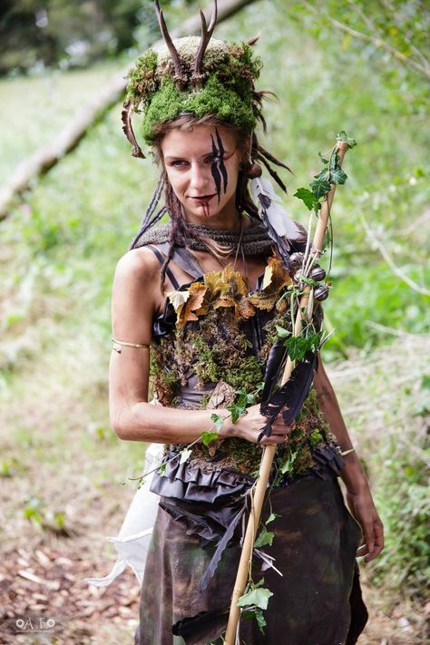 Forest Elf Halloween Costume, Diy Mother Nature Costume, Forest Festival Outfit, Beltane Costume, Forest Spirit Costume, Spirit Costume, Troll Costume, Autumn Witch, Frozen Costume