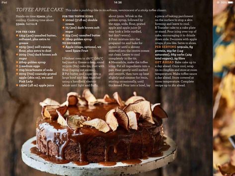 Toffee apple cake (Good Housekeeping recipe) Poured Icing, Brown Apple, Toffee Apple, Sticky Toffee, Apple Cake Recipes, Caking It Up, Golden Syrup, Apple Cake, Cake Tins