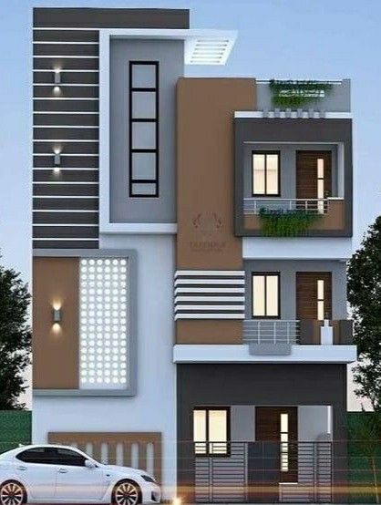 Three Storey Modern House Design Exterior, 20 40 House Elevation Double Floor, Double Floor House Elevation, Wooden Door Frame, Indian House Exterior Design, Small House Design Architecture, Modern Bungalow Exterior, 3 Storey House Design, House Outer Design