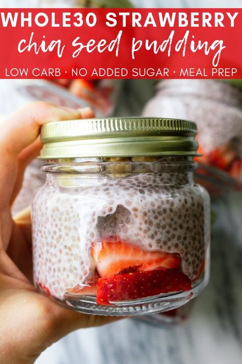 Whole30 strawberry chia seed pudding is a quick and delicious whole30 friendly breakfast or snack. Meal prep this flavorful chia pudding once and enjoy it all week. This whole30 snack is packed with flavor and made without any added sugars. Snack Meal Prep, Strawberry Chia Seed Pudding, Chia Pudding Vegan, Low Sugar Breakfast, Whole 30 Snacks, Chia Seed Recipes Pudding, Healthy Food Facts, Healthy Meals To Cook, Artificial Sweeteners