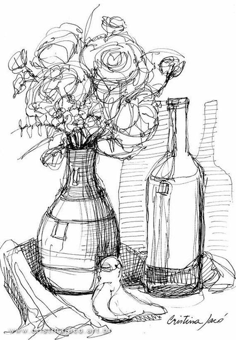 Ink sketch Drawing Black And White, Piskel Art, Observational Drawing, 그림 낙서, Pen Art Drawings, Contour Drawing, Drawing Black, Architecture Drawing Art, Still Life Drawing