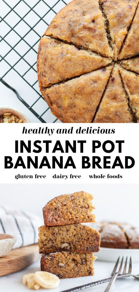 Instant Pot Banana Bread, Gluten Free Instant Pot Recipes, Ninja Cooking System Recipes, Gluten Free Instant Pot, Healthy Instant Pot, Banana Bread Ingredients, Pot Recipes Healthy, Gluten Free Banana Bread, Gluten Free Banana