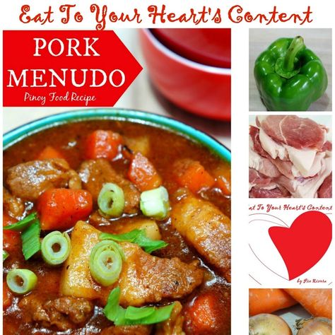 PINOY FOOD RECIPE : PORK MENUDO | Eat To Your Heart's Content By Pie Rivera : Deliriously Delicious Dining Discoveries Menudo Recipe Filipino, Pork Menudo Recipe, Pork Menudo, Pork Cubes, Menudo Recipe, Recipe Pork, Colorful Vegetables, Pinoy Food, Pork Dishes