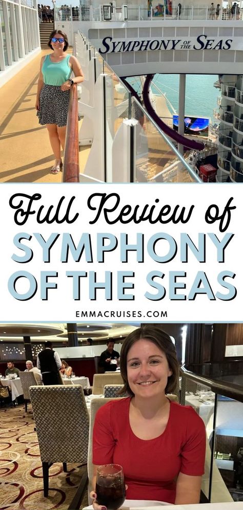 Click through to the blog for my full review of Symphony of the Seas, one of the biggest cruise ships in the world brought to you by Royal Caribbean. I review my experience with embarkation, the fellow cruisers, the cruise ship features, restaurants, and more! Everythying you need to know is inside! Serenade Of The Seas, Biggest Cruise Ship, Cruise Secrets, Navigator Of The Seas, Freedom Of The Seas, Symphony Of The Seas, Top Cruise, P&o Cruises, Best Vacation Destinations