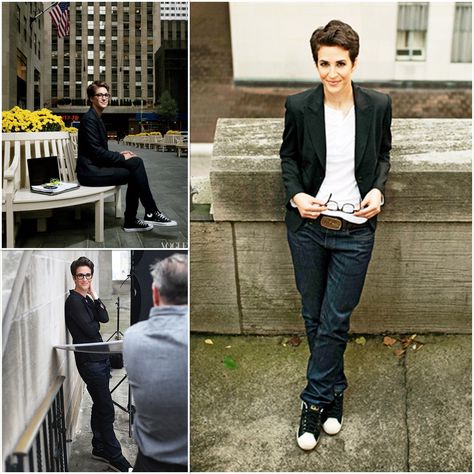 My style icon and perfection incarnate, Rachel Maddow Dyke Fashion, Icon Dress, Queer Style, Androgynous Outfits, Androgynous Style, More Icons, Rachel Maddow, Queer Fashion, Iconic Dresses