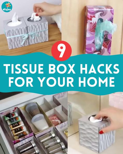 Tissue Box Covers Diy Paper, Repurpose Tissue Box Upcycling, How To Use Tissue Paper In Gift Boxes, Mason Jar Tissue Holder Diy Tutorial, Tissue Box Hacks, Pottery Barn Decor, Box Hacks, Useful Things, Easy Organization