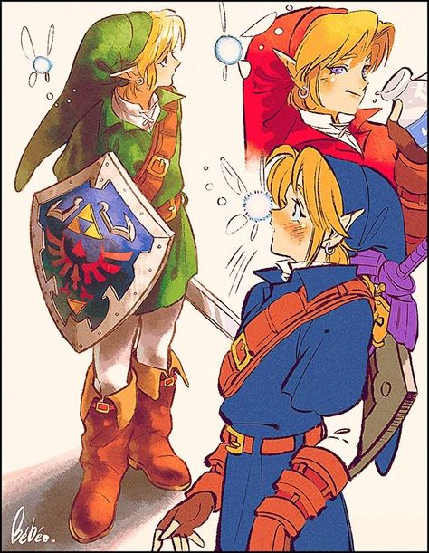 Legend of Zelda Ocarina of Time art > Link in his different tunics > Navi > oot | bbo_loz Zelda And Link, Ocarina Of Times, Zelda Ocarina Of Time, Legend Of Zelda Memes, Hyrule Warriors, Link Zelda, Zelda Art, Legend Of Zelda Breath, Ocarina Of Time