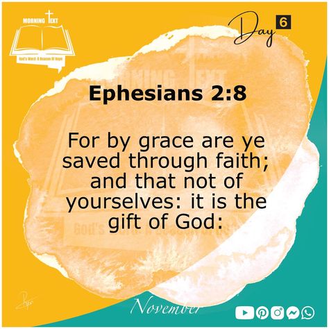 Good morning. Ephesians 2 8, Ephesians 2, Morning Texts, Bible Verse, Good Morning, Bible, Quick Saves