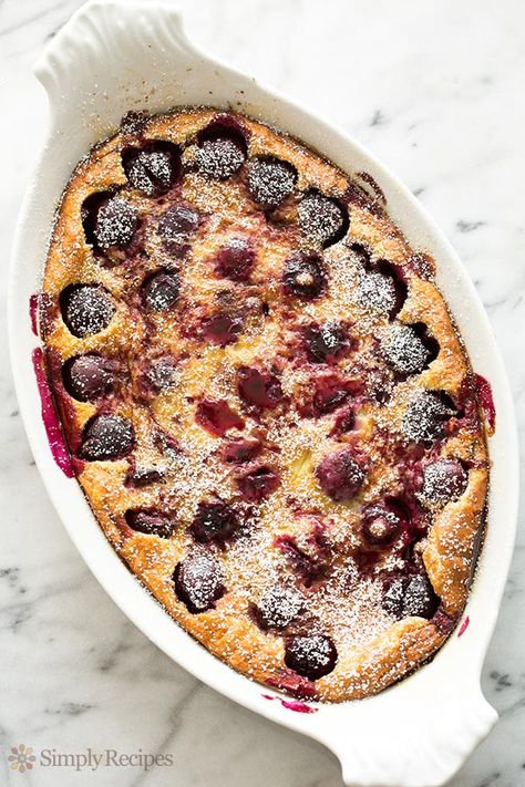 French Desserts Easy, Clafoutis Recipes, Cherry Clafoutis, Classic French Desserts, French Dessert Recipes, French Dessert, Sweet Pie, Fresh Cherries, Simply Recipes