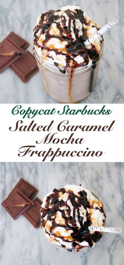 Caramel Mocha Frappuccino Recipe, Frappe Recipes, Salted Caramel Mocha Frappuccino, Mocha Frappuccino Recipe, Frappuccino Recipes, Starbucks Salted Caramel Mocha, Torani Syrup Recipes, Ninja Coffee Bar Recipes, Torani Recipes